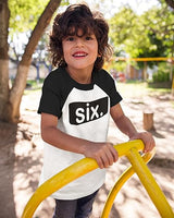 Six. Minimalist 6th Birthday Raglan T-Shirt for Boys