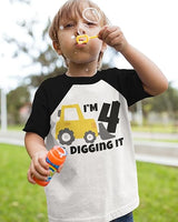 I’m 4 & Digging It Construction Birthday Raglan T-Shirt for Boys