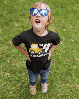 I’m 4 & Digging It Construction Birthday Black T-Shirt for Boys