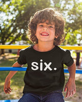 Six. Minimalist 6th Birthday Black T-Shirt for Boys