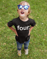 Four. Minimalist 4th Birthday T-Shirt for Boys