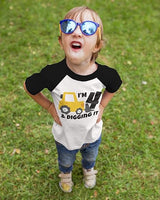 I’m 4 & Digging It Construction Birthday Raglan T-Shirt for Boys