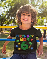Birthday Boy Blocks 6th Birthday Black T-Shirt for Boys