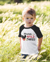 Young, Wild & Three Mickey-Inspired 3rd Birthday Raglan T-Shirt for Boys