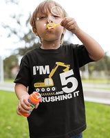 I’m 5 and Crushing It 5th Birthday Black T-Shirt for Boys