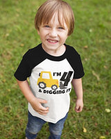 I’m 4 & Digging It Construction Birthday Raglan T-Shirt for Boys