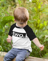 Two. Minimalist 2nd Birthday Raglan Shirt for Boys