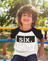 Six. Minimalist 6th Birthday Raglan T-Shirt for Boys