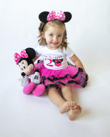 Toodles Minnie 2nd Birthday Outfit for Girls – Short Sleeve Bodysuit, Pink Tutu Skirt & Mouse Ear Headband Set