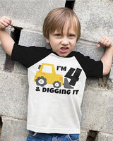 I’m 4 & Digging It Construction Birthday Raglan T-Shirt for Boys