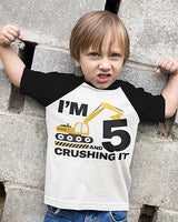 I’m 5 and Crushing It 5th Birthday Raglan T-Shirt for Boys