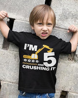 I’m 5 and Crushing It 5th Birthday Black T-Shirt for Boys