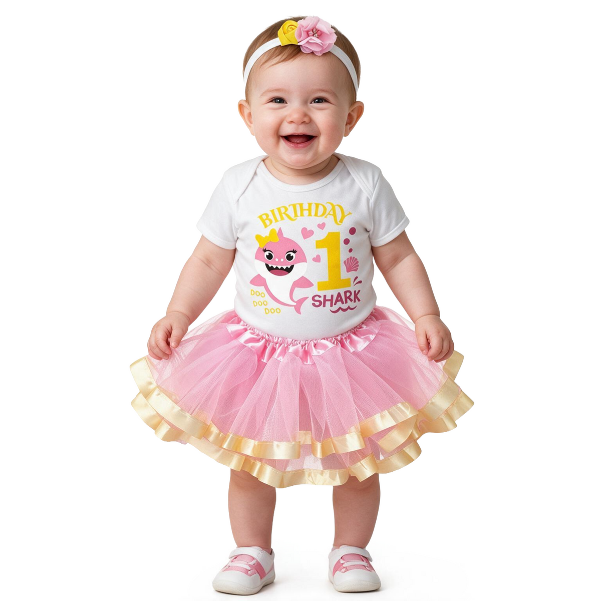 Luke and Lulu Shark Birthday Outfit Girl Collection - 1st Birthday