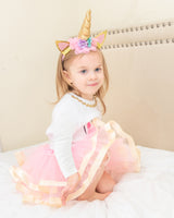 Unicorn 2nd Birthday Outfit for Girls – Long Sleeve Bodysuit, Pink Tutu Skirt & Unicorn Headband Set