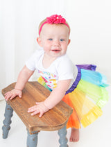 Rainbow Shark 1st Birthday Outfit for Girls – Short Sleeve Bodysuit, Tutu Skirt & Headband Set