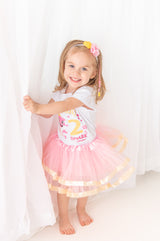 Baby Shark 2nd Birthday Outfit for Girls – Short Sleeve Bodysuit, Pink Tutu Skirt & Headband Set