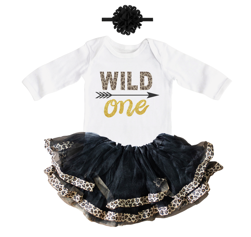Luke and Lulu 1st Birthday Girl Wild One - Leopard, PinkGold - Wild One Birthday Outfit Girl