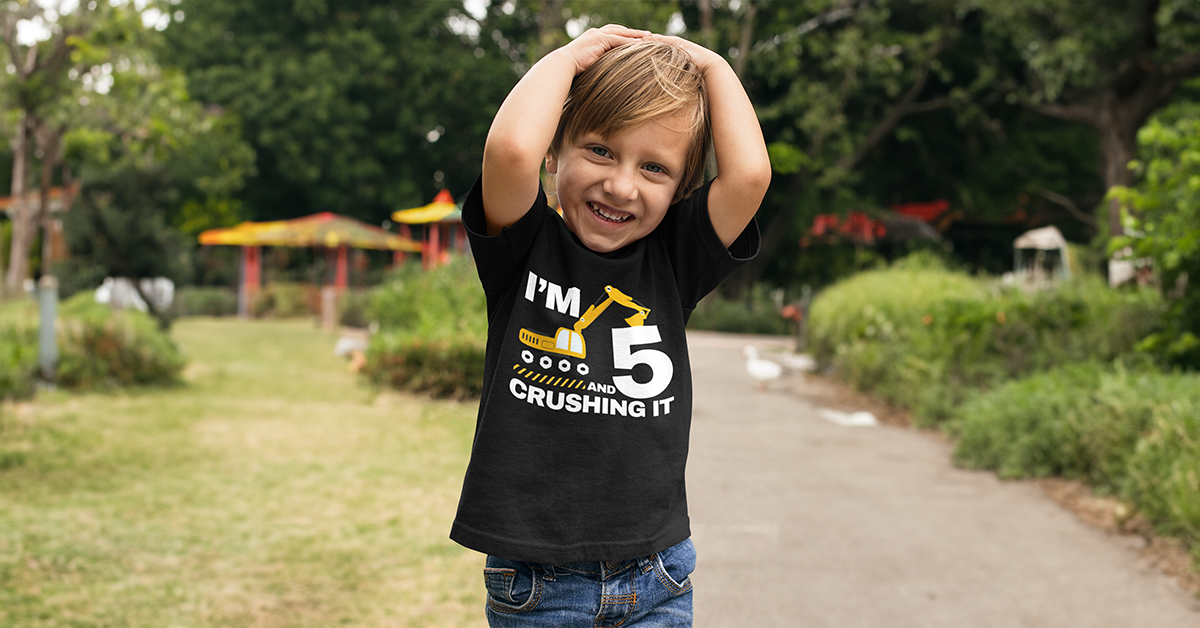 Luke and Lulu - 5th Birthday Shirt Boy Collection: Multi Themes Five, Handful, Construction, Size 5Y, Toddler & Kids