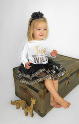 Wild Two 2nd Birthday Outfit for Girls – Long Sleeve Shirt, Leopard Tutu Skirt & Headband Set