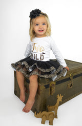 Wild Two 2nd Birthday Outfit for Girls – Long Sleeve Shirt, Leopard Tutu Skirt & Headband Set