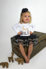 Wild Two 2nd Birthday Outfit for Girls – Long Sleeve Shirt, Leopard Tutu Skirt & Headband Set