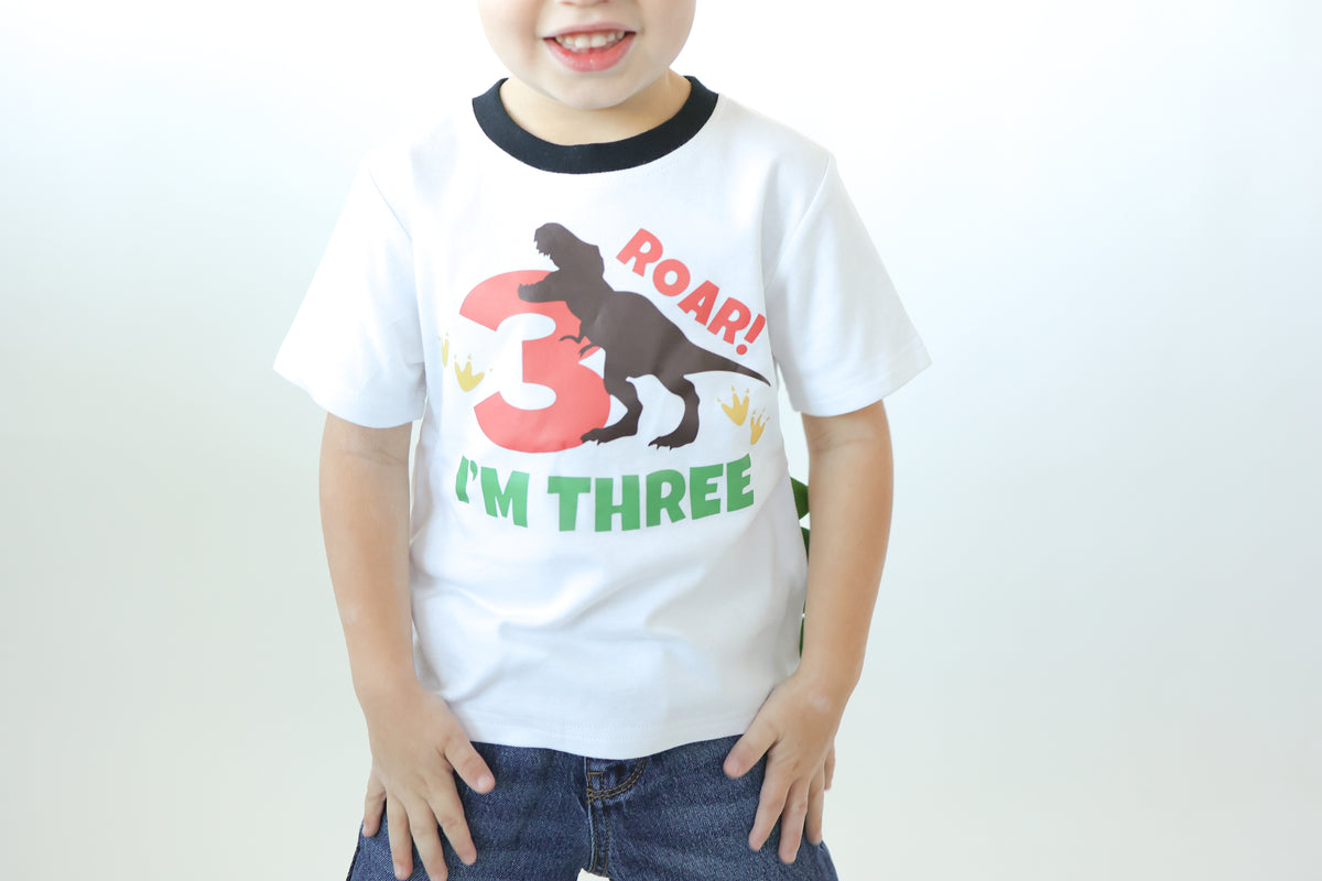 Luke and Lulu 3rd Birthday Shirt Boy - Three Rex 3 Year Old Birthday Shirt - Third B-Day Outfit - Dinosaur Design for Boys