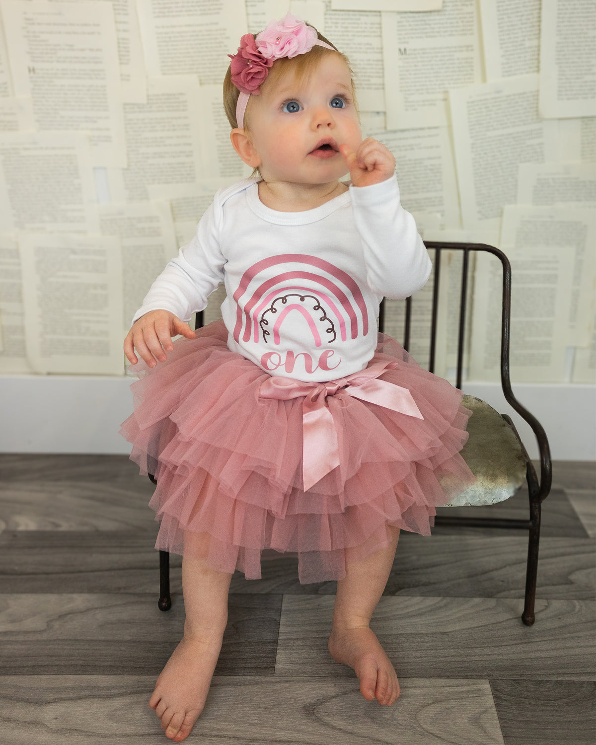 Luke and Lulu 1st First Birthday Baby Girl Tutu Outfit - Onederful - Rainbow Rose Boho Chic - 18M Short Sleeve
