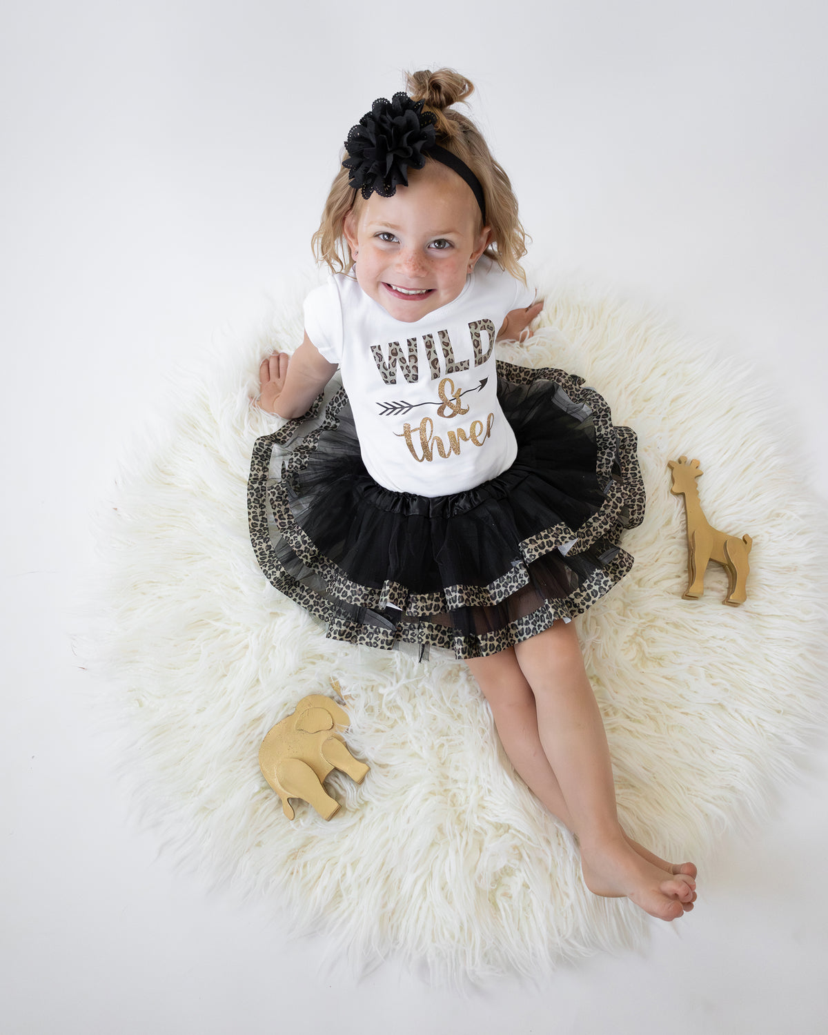 Luke and Lulu Young Wild and Three 3rd Birthday Outfit for Girls - Headband Set - Young Wild and Three Theme Party Dress