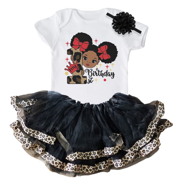 1st Birthday Baby Girl Afro Puffs Outfit for 1 Year Old Girl