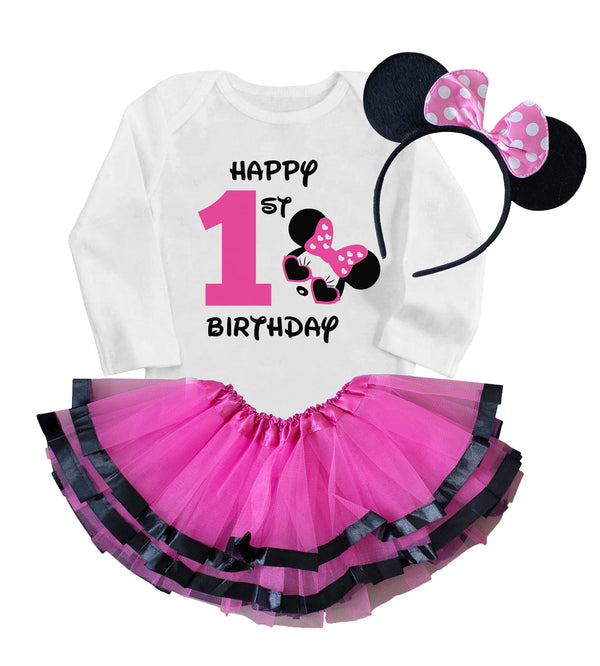 First Birthday Girl Outfit - Mouse Tutu Set