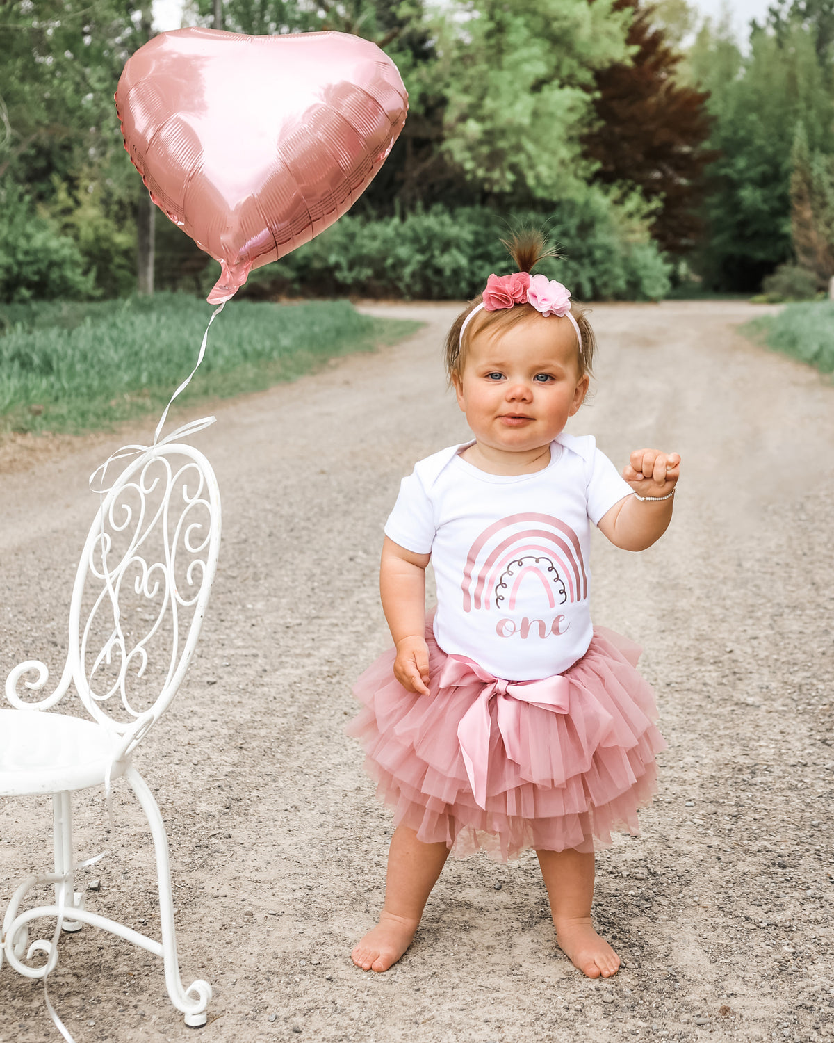 Luke and Lulu 1st First Birthday Baby Girl Tutu Outfit - Onederful - Rainbow Rose Boho Chic - 18M Short Sleeve