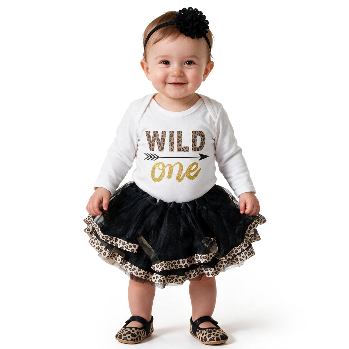 Luke and Lulu 1st Birthday Girl Wild One - Leopard, PinkGold - Wild One Birthday Outfit Girl