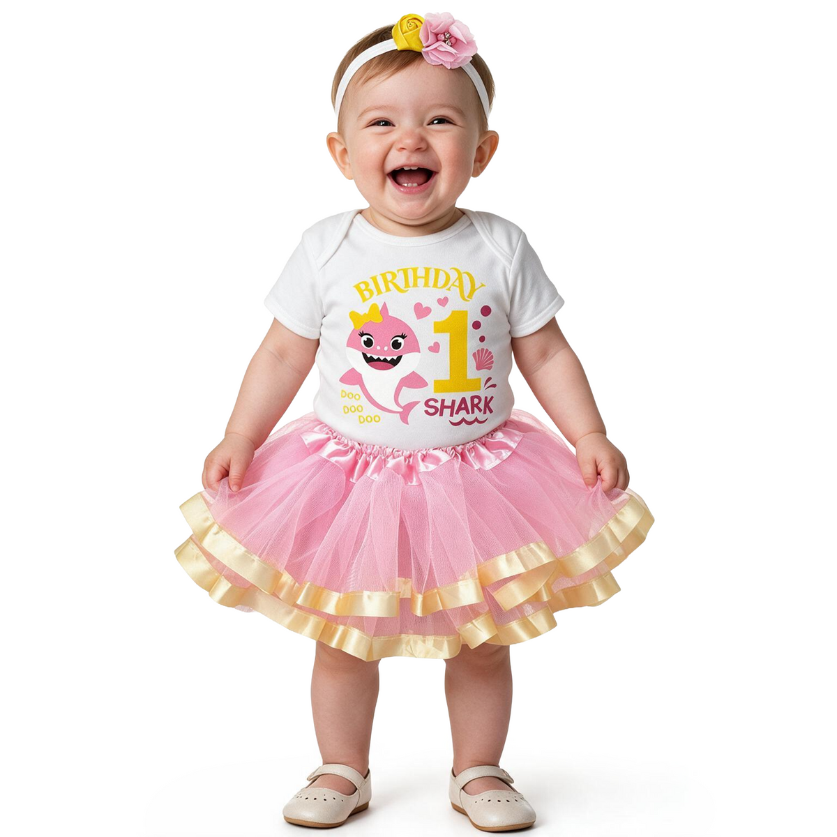 Luke and Lulu Shark Birthday Outfit Girl Collection - 1st Birthday