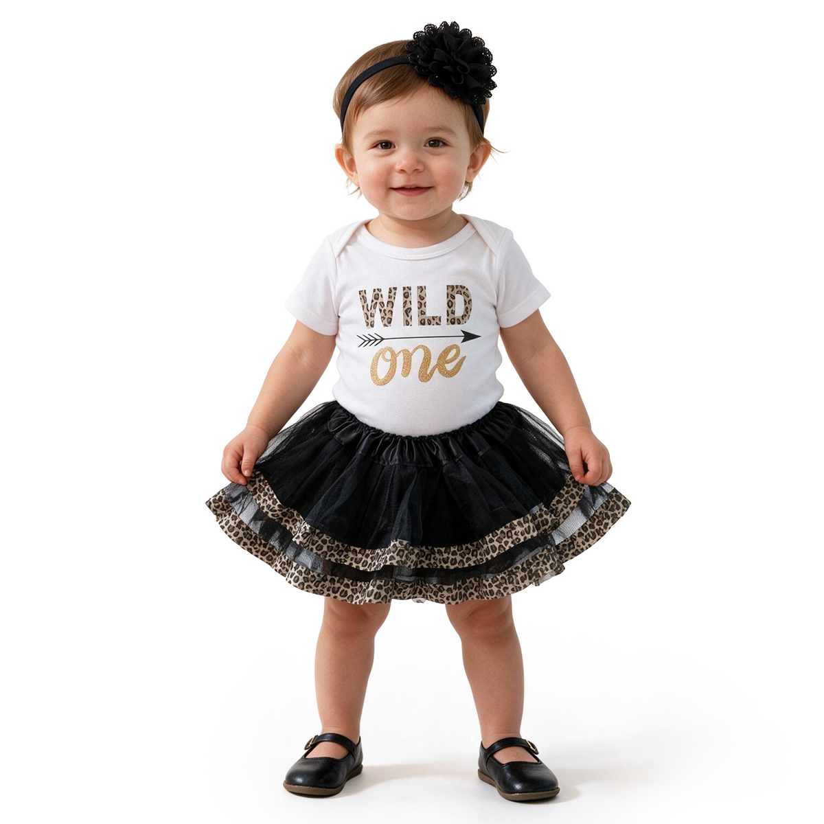Luke and Lulu 1st Birthday Girl Wild One - Leopard, PinkGold - Wild One Birthday Outfit Girl