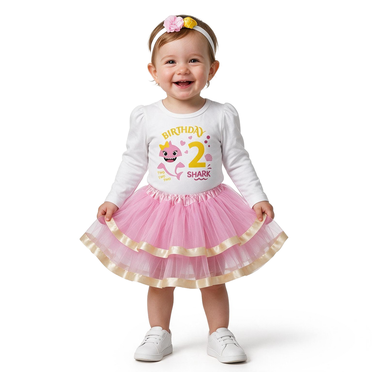 Luke and Lulu Birthday Outfit Girl Shark Design - 2nd Birthday Girl