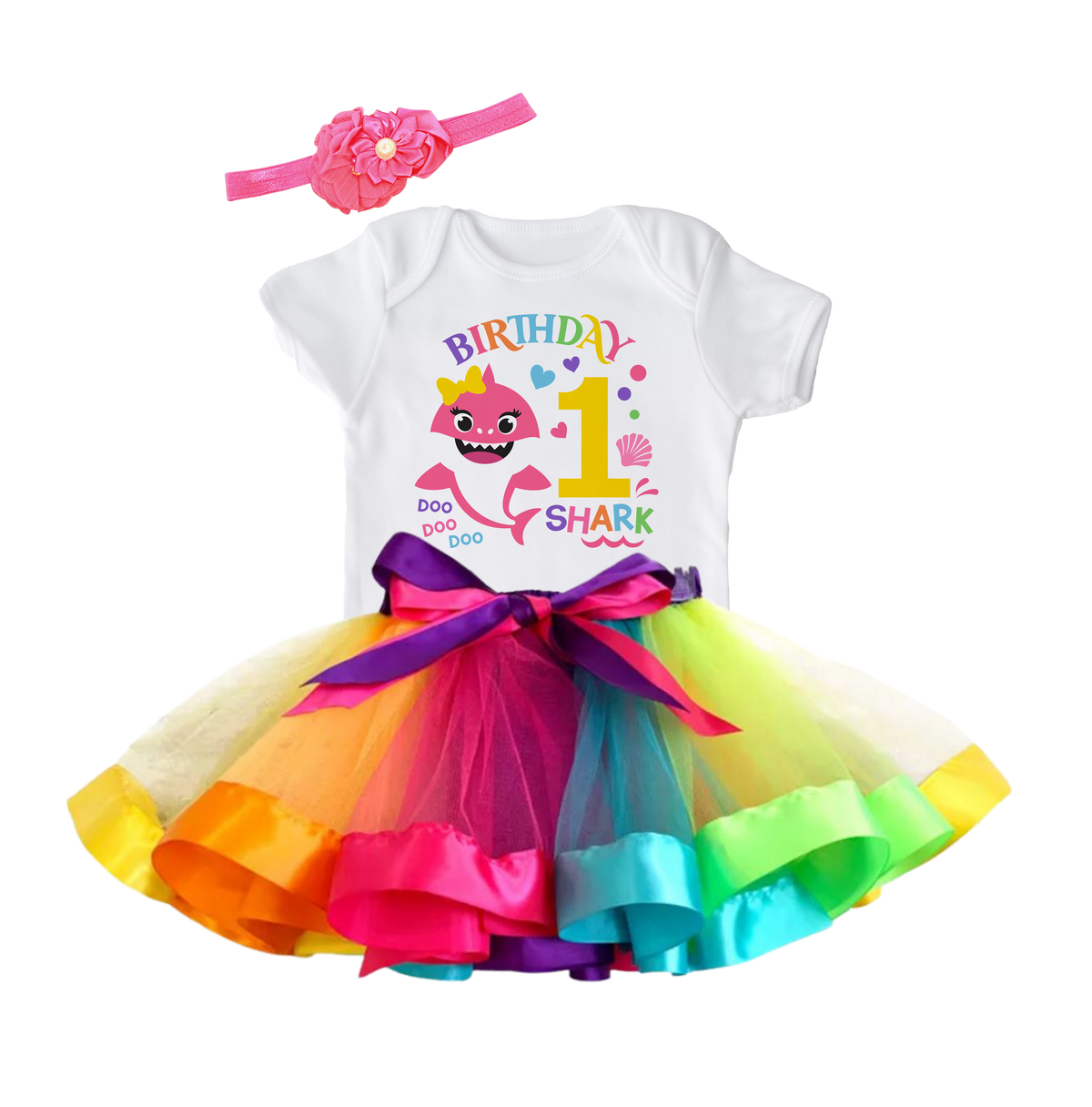 Luke and Lulu Shark Birthday Outfit Girl Collection - 1st Birthday