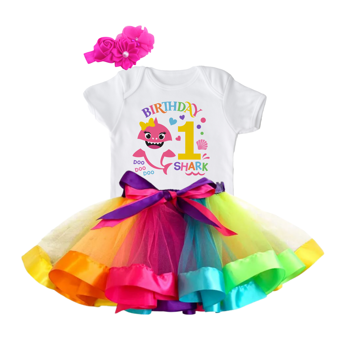 Luke and Lulu Shark Birthday Outfit Girl Collection - 1st Birthday