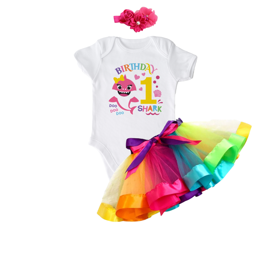 Luke and Lulu Shark Birthday Outfit Girl Collection - 1st Birthday