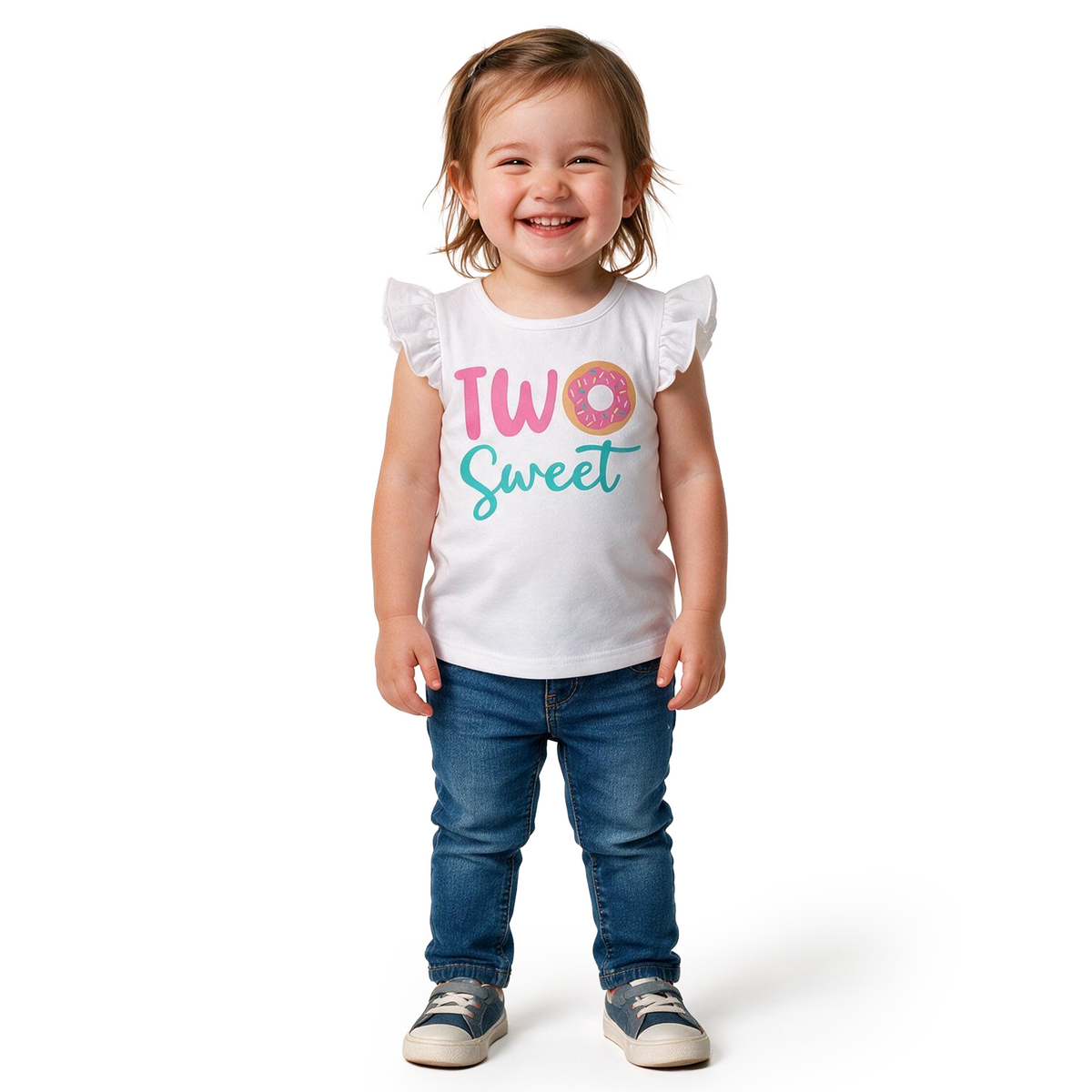 Luke and Lulu Two Sweet Birthday Shirt - Flutter Sleeve Top For Her 2nd Birthday - Photo-Ready