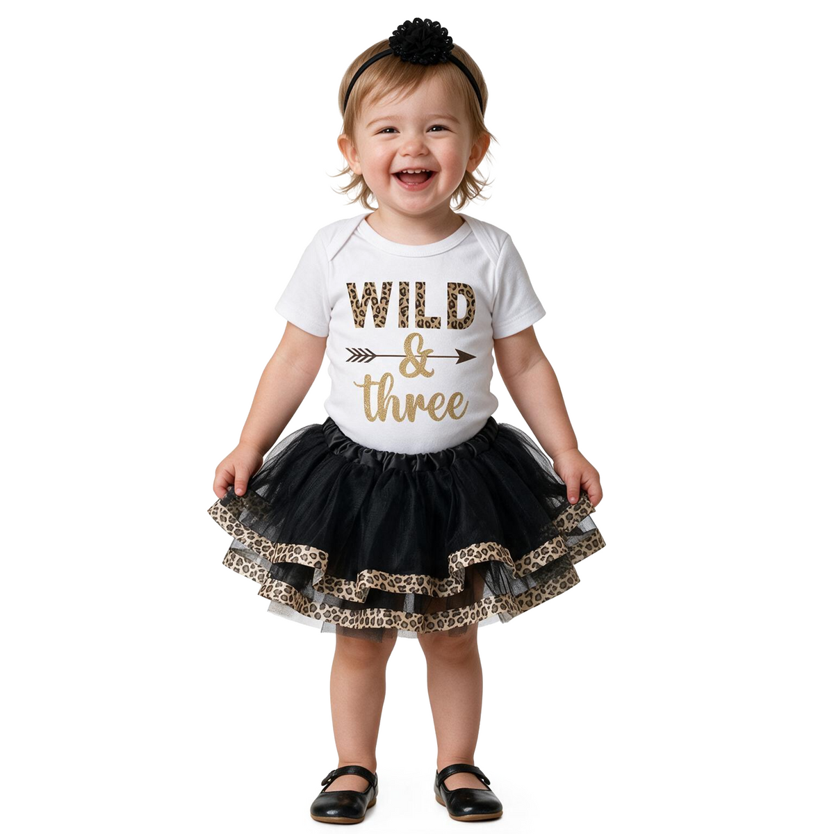 Luke and Lulu Young Wild and Three 3rd Birthday Outfit for Girls - Headband Set - Young Wild and Three Theme Party Dress