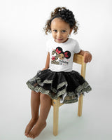 Afro Puff 2nd Birthday Outfit for Girls – Short Sleeve Bodysuit, Leopard Tutu Skirt & Headband Set