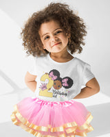 Afro Puff 2nd Birthday Outfit for Girls – Short Sleeve Bodysuit, Pink & Gold Tutu Skirt & Headband Set