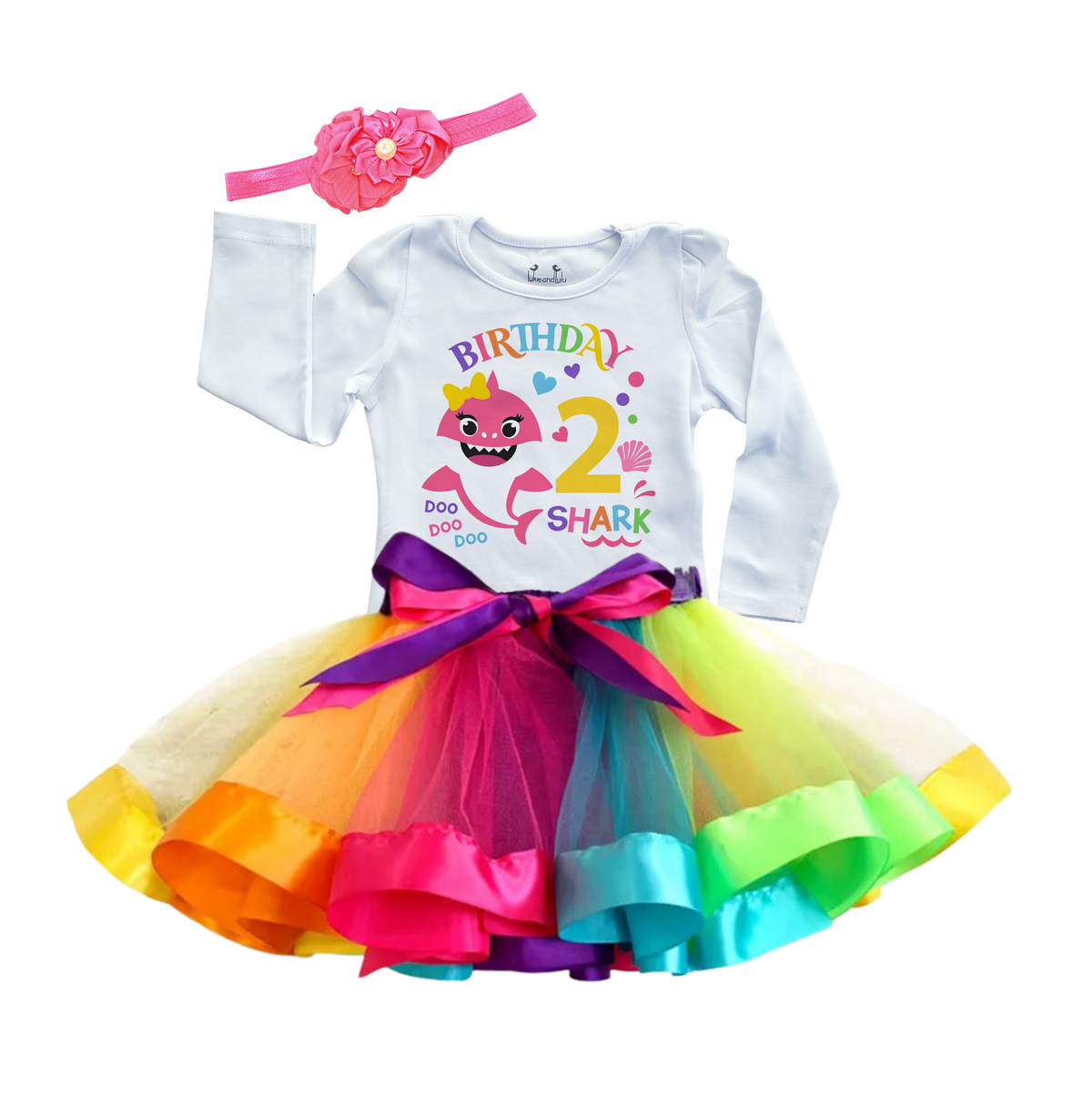 Luke and Lulu Birthday Outfit Girl Shark Design - 2nd Birthday Girl