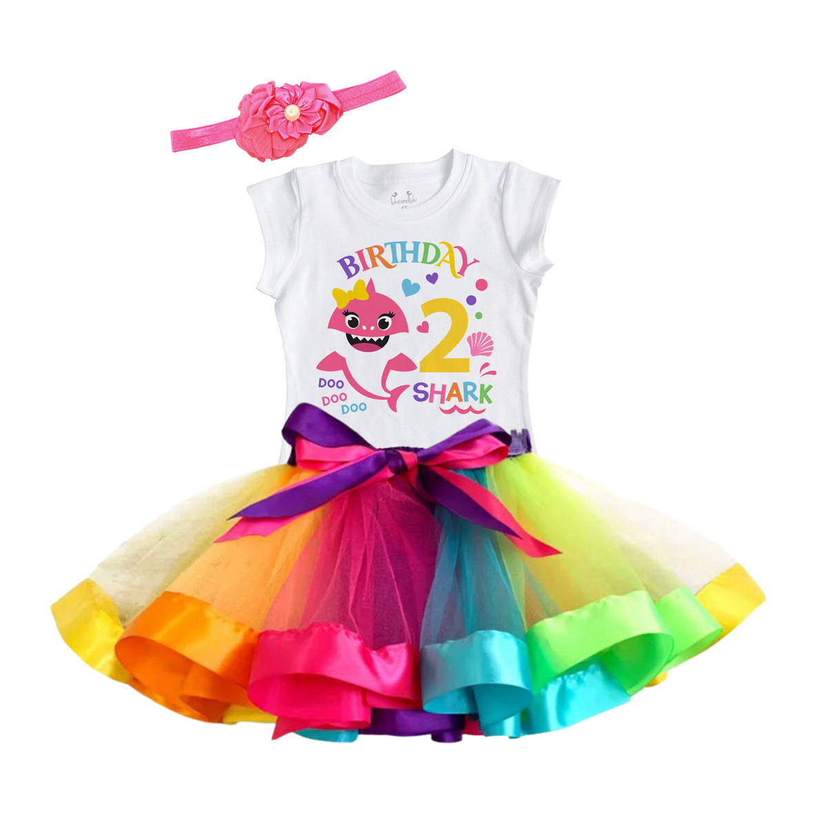 Luke and Lulu Birthday Outfit Girl Shark Design - 2nd Birthday Girl