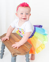 Rainbow Shark 2nd Birthday Outfit for Girls – Short Sleeve Bodysuit, Tutu Skirt & Headband Set
