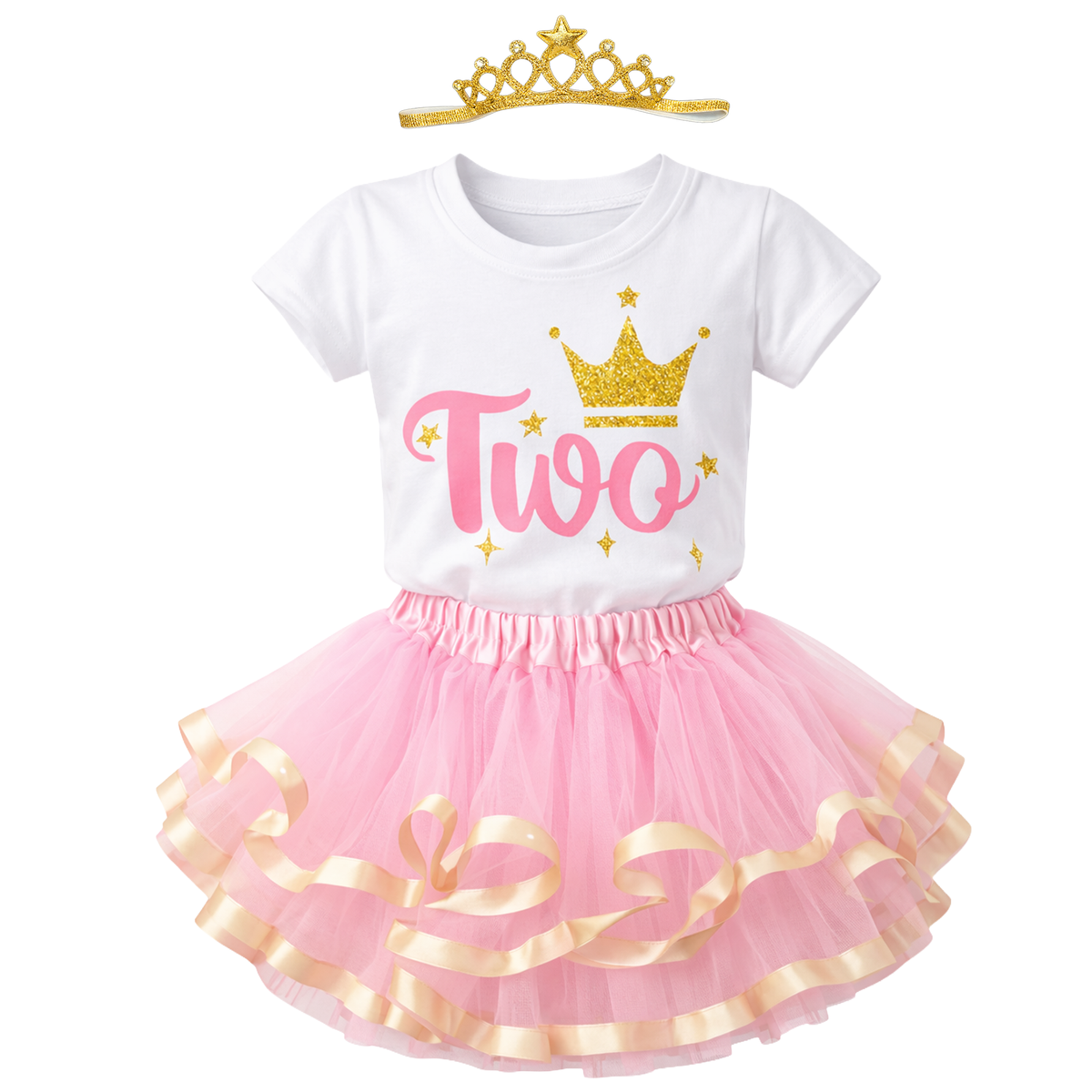 Luke and Lulu 2nd Birthday Outfit Girl - Princess Tutu Dress with Crown, Second Birthday Party Dress for 2 Year Old Girl