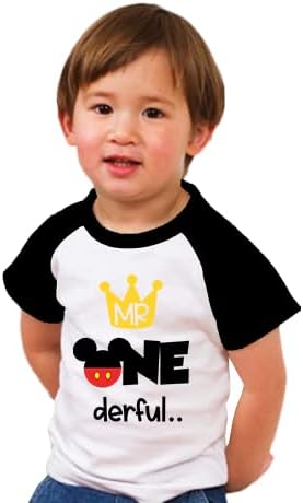 Mr. Onederful Mickey 1st Birthday Outfit for Boys – Short Sleeve Raglan T-Shirt