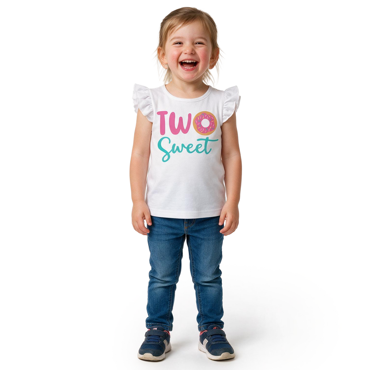 Luke and Lulu Two Sweet Birthday Shirt - Flutter Sleeve Top For Her 2nd Birthday - Photo-Ready