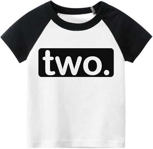 Two. Minimalist 2nd Birthday Raglan Shirt for Boys