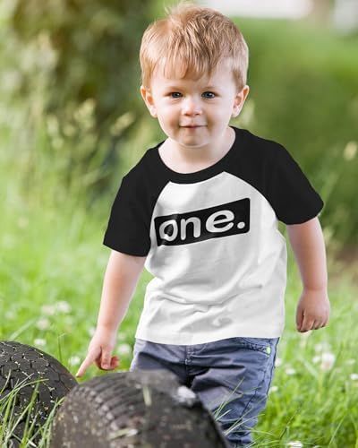 One. Minimalist 1st Birthday Raglan Shirt for Baby Boys